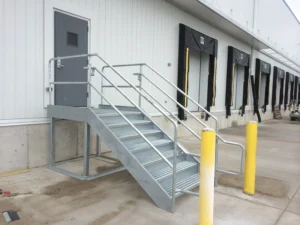 Galvanized steel access steps installed at warehouse
